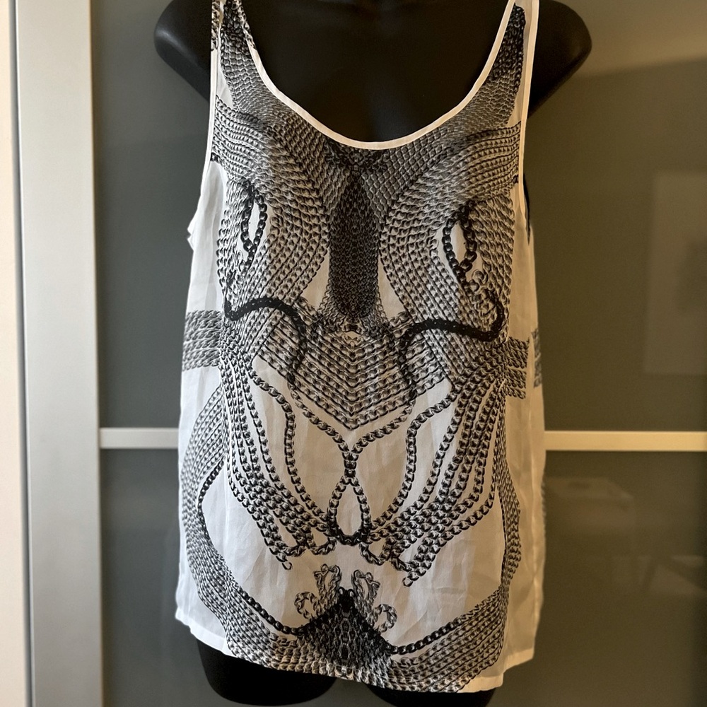 DIESEL  Black and White Graphic Tank Top